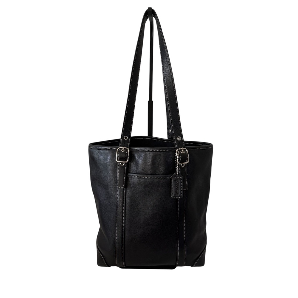 Coach Vintage Black Leather Hampton Shoulder Bag Tote 4462